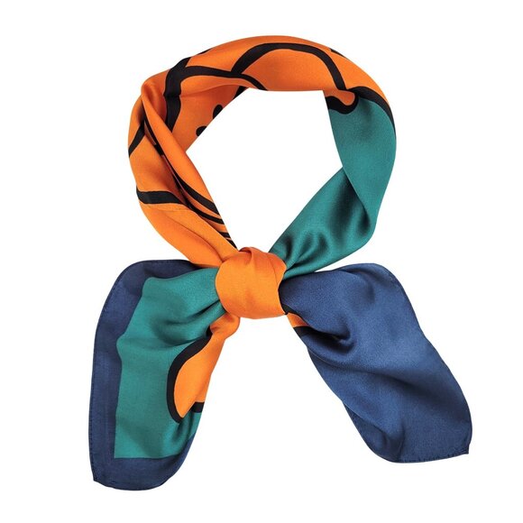 ✨Luxury Elegant Bandana Square Silky Scarf Soft Floral Green Blue Flowers Hyjab✨ - Picture 2 of 6